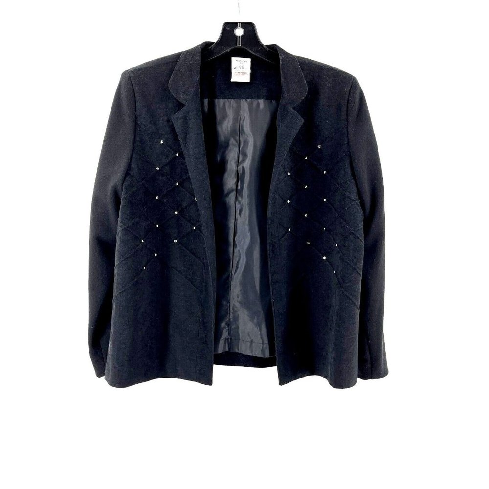 Vintage Petites by Willi USA Women's Faux Suede Rhinestone Crop Jacket Size 10